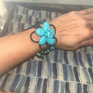 Faux Turquoise Floral Bracelet